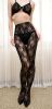 Blancho SE-139 Black Sheer French Lace Cami Body Stocking W/ Shimmering Clasp Detail - Black - Medium