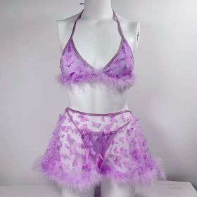 Butterfly Sheer Mesh Burr Sexy Suit (size: S)