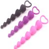 Soft Silicone Anal Beads Long Butt Plugs Ass Massage Heart Shape Anal Plug Dilator Adult Sexual Games Sex Toys for Gay Men Women